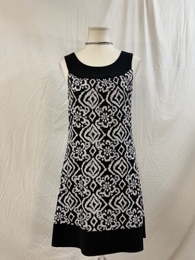 Wrapper Black and White Sleeveless Patterned Mini Dress